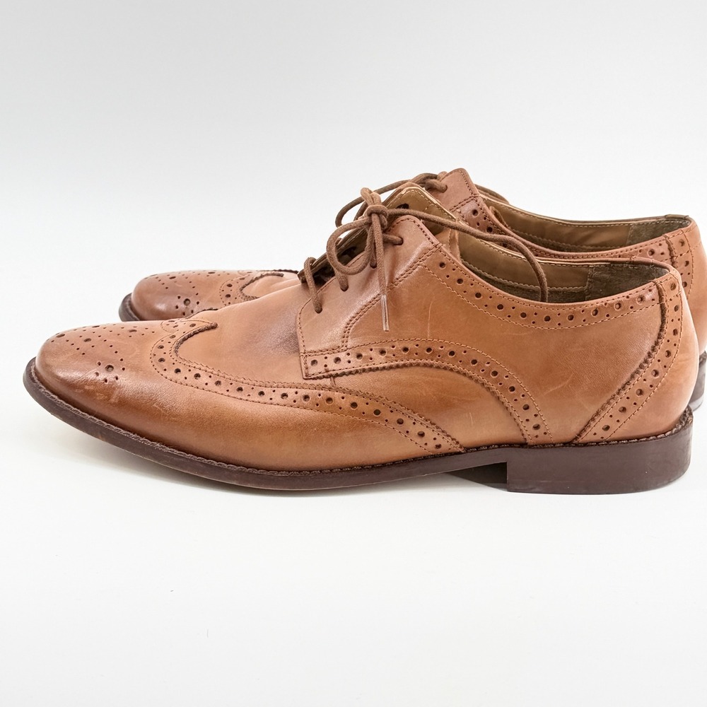 Florsheim Mens 11737 257 Tan Leather Wingtip Brogue Oxford Shoes 10.5 D - Picture 3 of 10